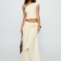 Full Orbit Shirred Maxi Skirt Cream