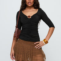 Lifas Lace Mini Skirt Brown