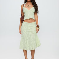 Aspyn Embroidered Midi Skirt Sage Green