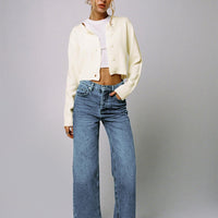 Fawcett High Rise Straight Leg Jeans Mid Blue Wash