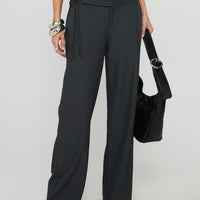 Good Riddance Pleat Tie Slouch Pants Charcoal