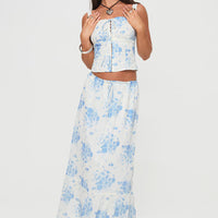 Modern Girl Maxi Skirt White / Blue Floral