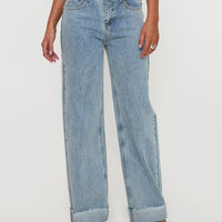 Ollie Mid Rise Straight Leg Jean Light Wash Denim