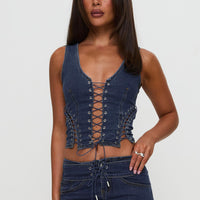 Edenette Top Mid Blue Wash