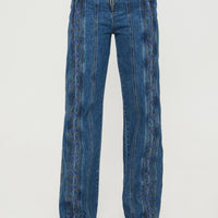 Day Dream Mid Rise Straight Leg Jeans Dark Blue Wash