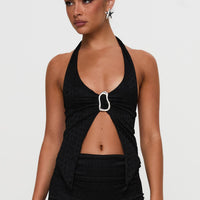 Moderna Halter Lace Top Black