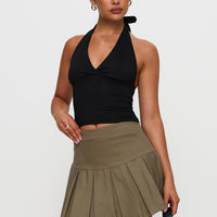 Feodora Pleat Mini Skirt Khaki