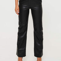 Zyaire Mid Rise Faux Leather Pants Black