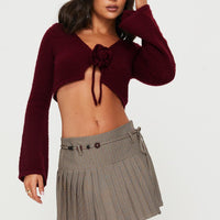 Tarnya Plaid Mini Skirt Brown