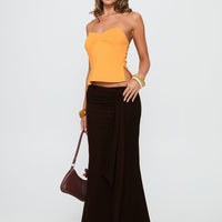 Caviar Tie Maxi Skirt Chocolate