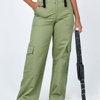 Luna Mid Rise Cargo Pants Green