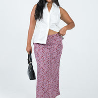 Motel Relow Skirt 90S Floral Burgundy