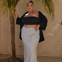 Mercer Linen Blend Maxi Skirt Black / White Curve