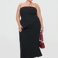 Ermias Linen Blend Midi Skirt Black Curve