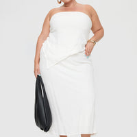 Ermias Linen Blend Midi Skirt White Curve
