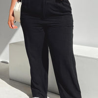 Brenda Linen Blend Pants Black Curve