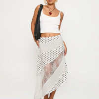 Rennar Maxi Skirt White / Polka Dot