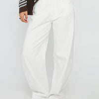 Kaio Mid Rise Barrel Leg Denim Jeans White