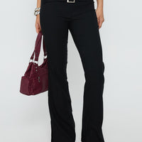 Kortnee Eyelet Detail Flare Leg Pants Black