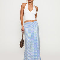 Every Girl Shirred Maxi Skirt Blue Check