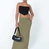 Belle Knit Maxi Skirt Khaki