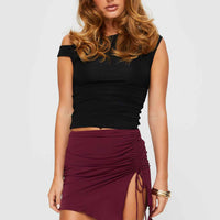Coppola Side Split Mini Skirt Wine