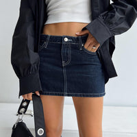 Bracken Denim Mini Skirt Navy