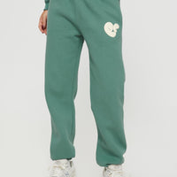 Princess Polly Track Pants Bubble Text Sage / Eggshell