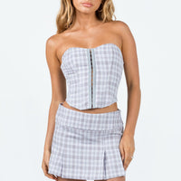 Bladini Pleat Mini Skirt Grey Check