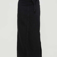 Brandee Tie Front Denim Maxi Skirt Black Wash