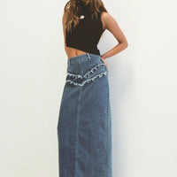 Lune Denim Maxi Skirt Blue