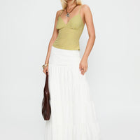Snowy River Tiered Maxi Skirt White