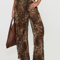 Fyre Wide Leg Pant Leopard Petite