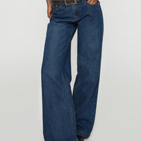 Everlong Mid Rise Wide Leg Jeans Dark Blue Wash