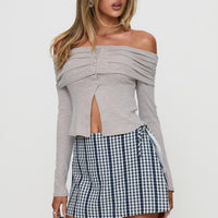 Gulliver Tie Side Mini Skort Navy Gingham