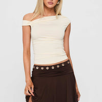Amryn Eyelet Mini Skirt Brown