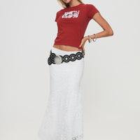 Cattanio Lace Midi Skirt White