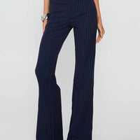 Kinkirk Flared Pants Navy Pinstripe