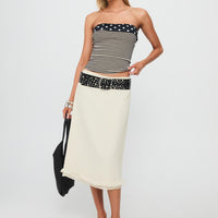 Rosette Frill Midi Skirt Cream
