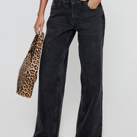 Serenitia Mid Rise Straight Leg Jeans Washed Black Tall