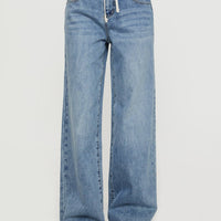 Mellowed Out Low Rise Straight Leg Jeans Mid Blue