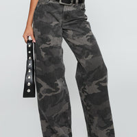 Big Talk Baggy Jeans Grey Washed Camo