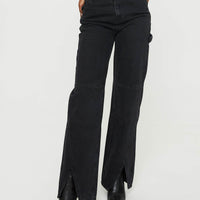 Rihanna Split Hem Jeans Black