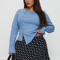 Dapple Bias Mini Skirt Black Polka Dot Curve