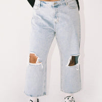 Oxford Mom Jeans Mid Wash Denim Curve