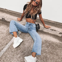 Cece Hammer Wide Leg Jeans Vintage Blue Denim