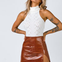 The Wren Mini Skirt Brown Croc