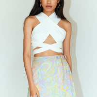 Retro Swirl Wrap Mini Skirt