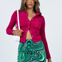 Motel Ima Mini Skirt 70s Ripple Green