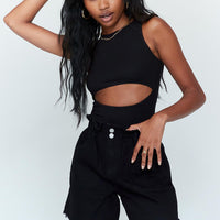 Open Road Denim Paper Bag Shorts Washed Black